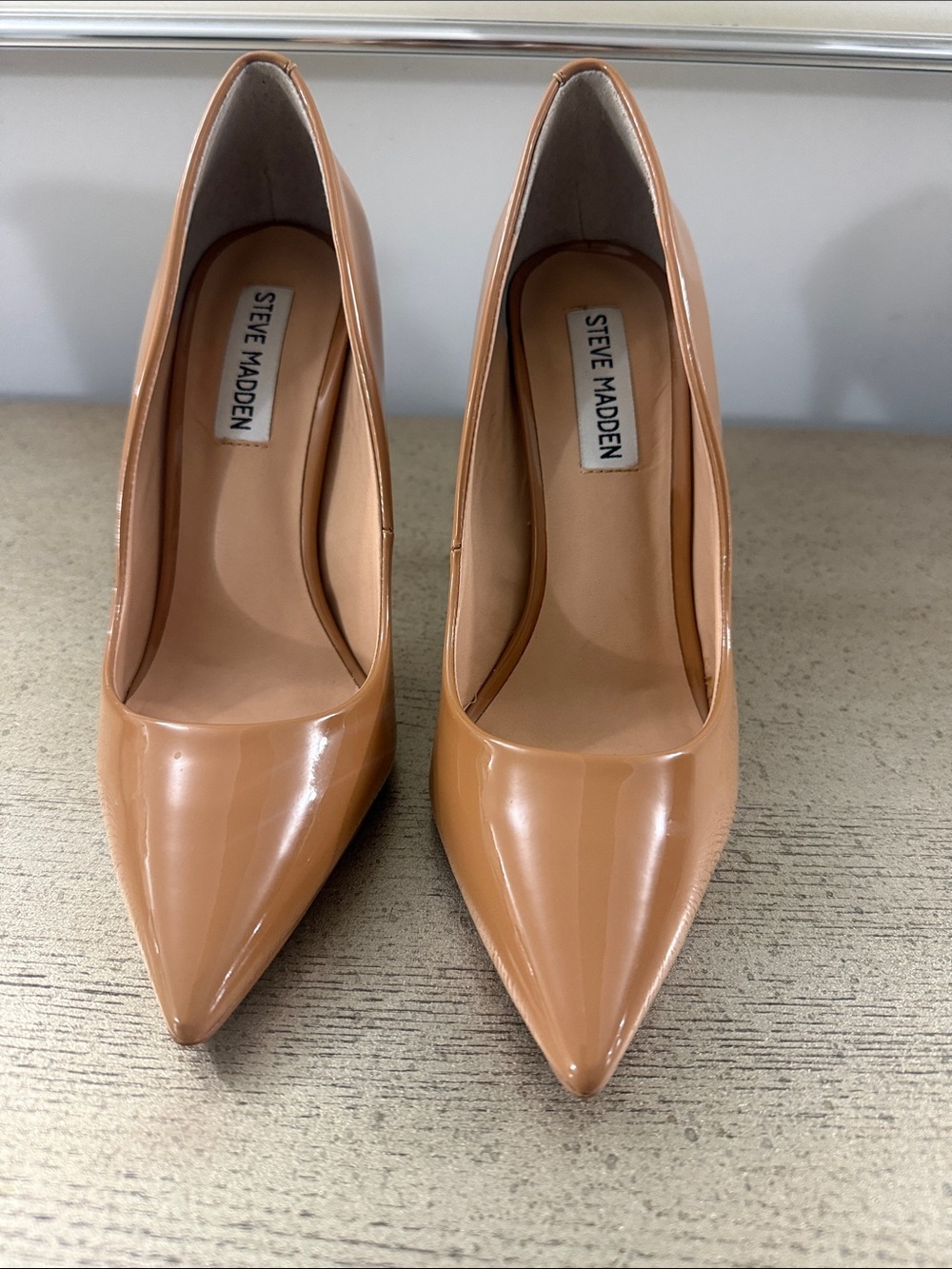 Steve Madden Daisie Nude Patent Pointed-Toe Pumps
